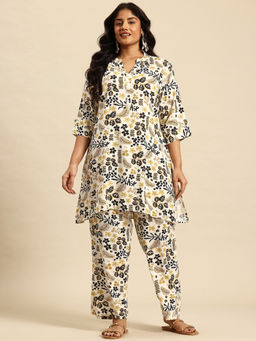 Sia - Ab Pehnegi Duniya - Women's Rayon Floral Printed White Aop Co-Ord Set