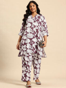 Sia - Ab Pehnegi Duniya - Women's Rayon Floral Printed Purple Co-Ord Set
