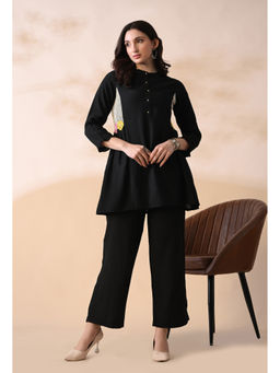 Sia - Ab Pehnegi Duniya - Women's Art Silk Solid/Plain Black Co-Ord Set