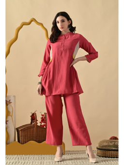 Sia - Ab Pehnegi Duniya - Women's Art Silk Solid/Plain Peach Co-Ord Set