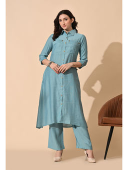 Sia - Ab Pehnegi Duniya - Women's Stripes Blue Co-Ord Set
