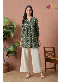 Sia - Ab Pehnegi Duniya - Women's Cotton Floral Printed Green Co-Ord Set