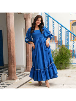 Urbanstree - Women's Blue Gulbahar Solid Dress