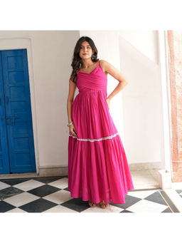 Urbanstree - Women's Fuchsia Pink Lilly Solid Dress