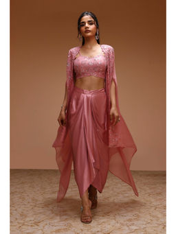 Biba - Women's Rose Pink Viscose Blouse With Skirt & Jacket