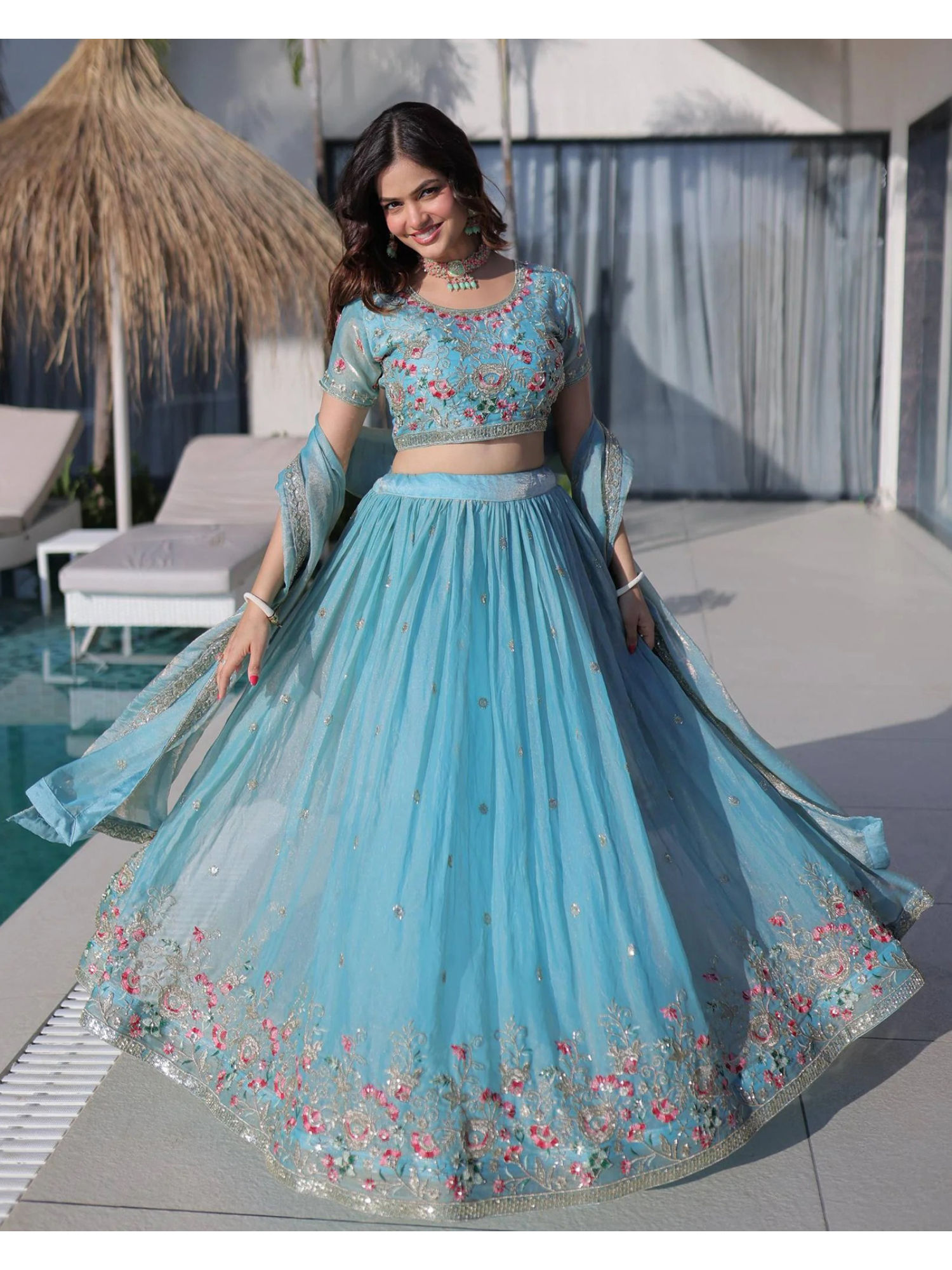 kedar fab Women's Silk Embroidered Semi-Stitched Lehenga With Unstitched Choli & Dupatta-picture-21