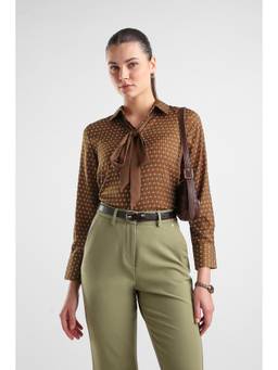 Van Heusen - Women Brown Printed Polyester Shirt