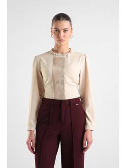 Van Heusen - Women Beige Solid/Plain Polyester Shirt