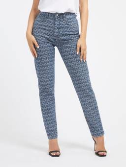 Guess - Women Blue Printed Cotton Jeans