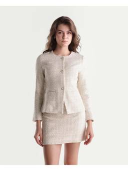 RAREISM - Women Off White Solid/Plain Polyester Blend Jacket