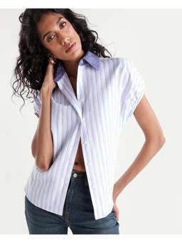 RAREISM - Women Off White Stripes Polyester Blend Shirt