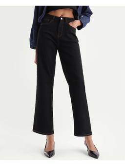 RAREISM - Women Black Solid/Plain Cotton Blend Jeans