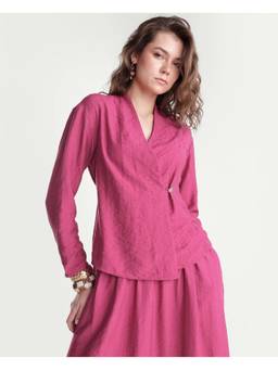RAREISM - Women Pink Self Design Viscose Blend Top