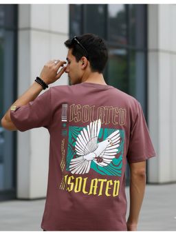 RIGO - Men Printed Mauve Drop Shoulder Oversized T-Shirt