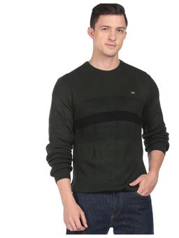 Arrow - Sports Men Dark Green Textured Acrylic Sweater