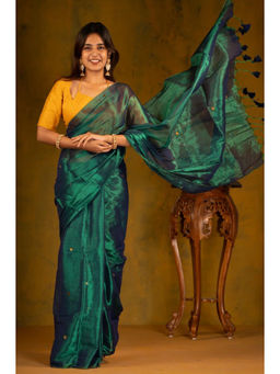 Ruuprekha - Green Woven Handloom Pure Gini Tissue Saree with Unstitched Blouse