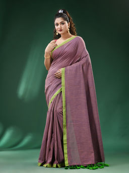 Ruuprekha - Mauve Woven Handloom Khadi Saree with Unstitched Blouse
