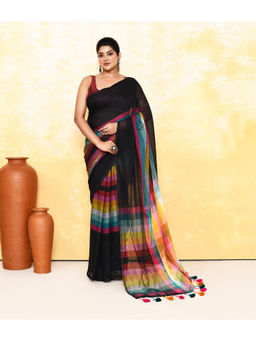 Ruuprekha - Black Woven Handloom Khadi Saree with Unstitched Blouse