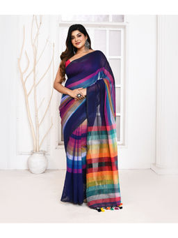 Ruuprekha - Blue Woven Handloom Khadi Saree with Unstitched Blouse