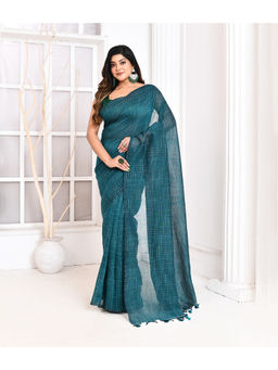 Ruuprekha - Blue Woven Handloom Khadi Saree with Unstitched Blouse