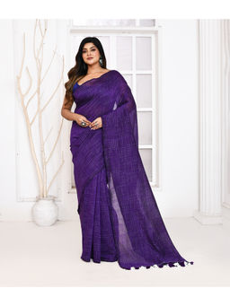 Ruuprekha - Purple Woven Handloom Khadi Saree with Unstitched Blouse