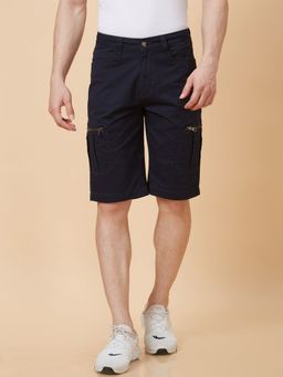 Globus - Men Navy Blue Regular Fit Stretchable Cargo Shorts