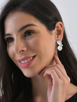 Sohi - White Contemporary Drop Earrings