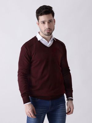 Mr. Button Sweater : Buy Mr. Button Burgundy Round Neck Pullover Online |  Nykaa Fashion
