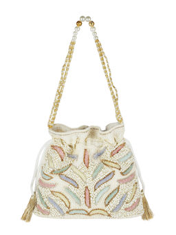 Metro - Off White Embellished Potli