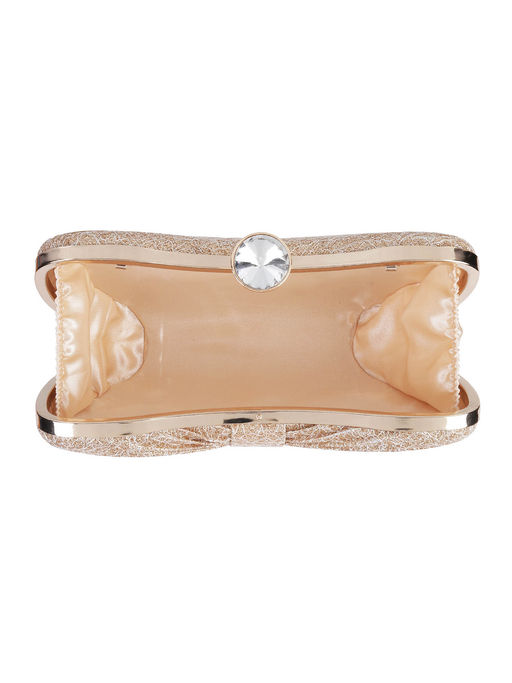 Buy Metro Gold Self Design Clutch Online