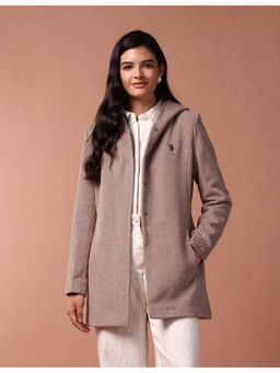 U.S. POLO ASSN. - Brown Herringbone Hooded Jacket