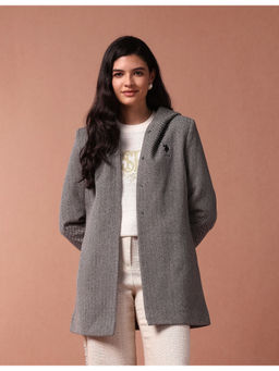 U.S. POLO ASSN. - Black Herringbone Hooded Jacket