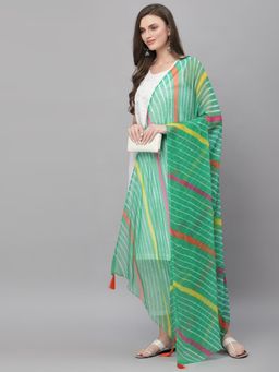 Ragavi - Green Multicolour Leheriya Dupatta