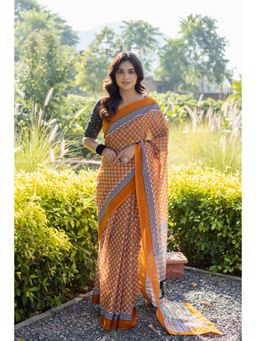 Ragavi - Tiger Orange Cotton Saree