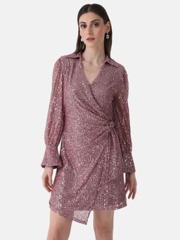 Kazo - Purple Wrap Mini Dress