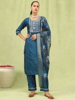 VredeVogel - Blue Women Kurta with Pant and Dupatta