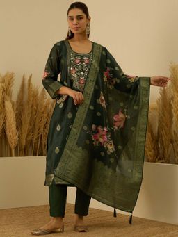 VredeVogel - Women's Green Kurta with Pant and Dupatta