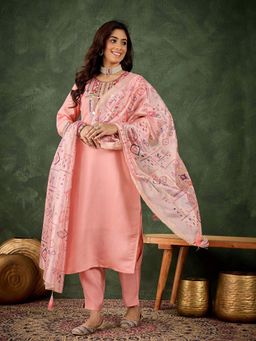 VredeVogel - Pink Women Kurta with Pant and Dupatta