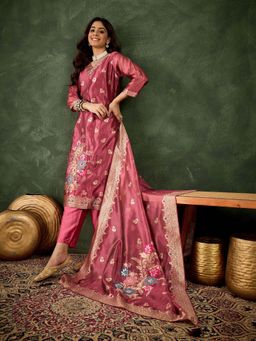 VredeVogel - Women Purple Kurta with Pant and Dupatta