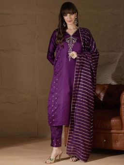 VredeVogel - Purple Women Kurta with Pant and Dupatta
