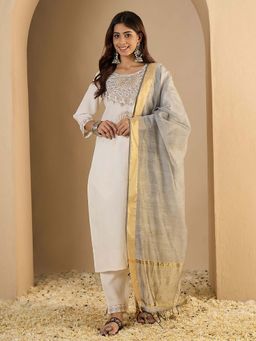 VredeVogel - Off White Women's Kurta with Pant and Dupatta