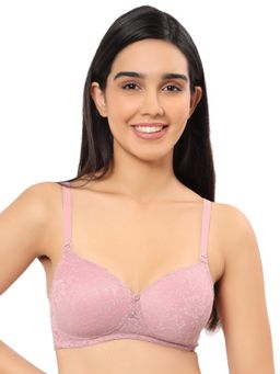 Amante - Lace Padded Non Wired Full Coverage T-Shirt Bra Pink