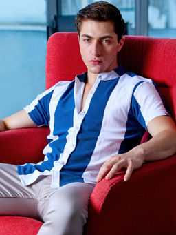 Campus Sutra - Mens Chalk White & Royal Blue Balanced Shirt