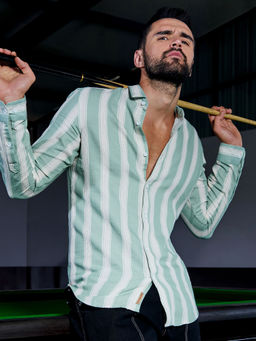 Campus Sutra - Mens Light Blue Shadow Striped Shirt