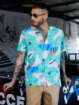 Campus Sutra - Mens EcoLiva Mint Green Strokes Shirt