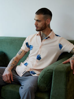 Campus Sutra - Mens Peach Flower Basket Shirt