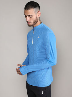 Campus Sutra - Mens Solid Light Blue Activewear T-Shirt