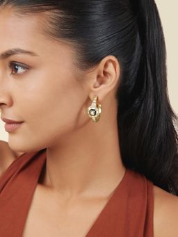 Isharya - White Deco Mirage Hoop Earrings In 18Kt Gold Plated