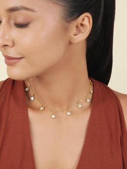 Isharya - White Art Deco Charm Necklace In 18Kt Gold Plated