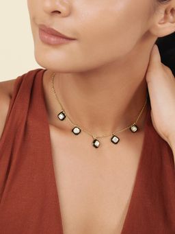 Isharya - White Mirror Charm Necklace In 18Kt Gold Plated